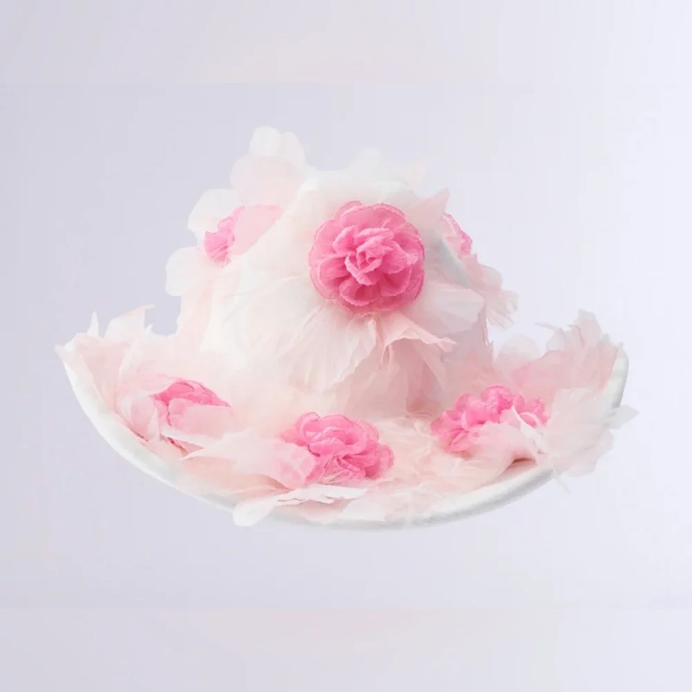 AKIRA Elegant White and Pink Floral cowboy Women's Hat